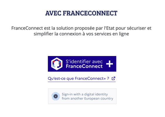 Boutons FranceConnect+ et eIDAS sur la page de connexion du fournisseur de service